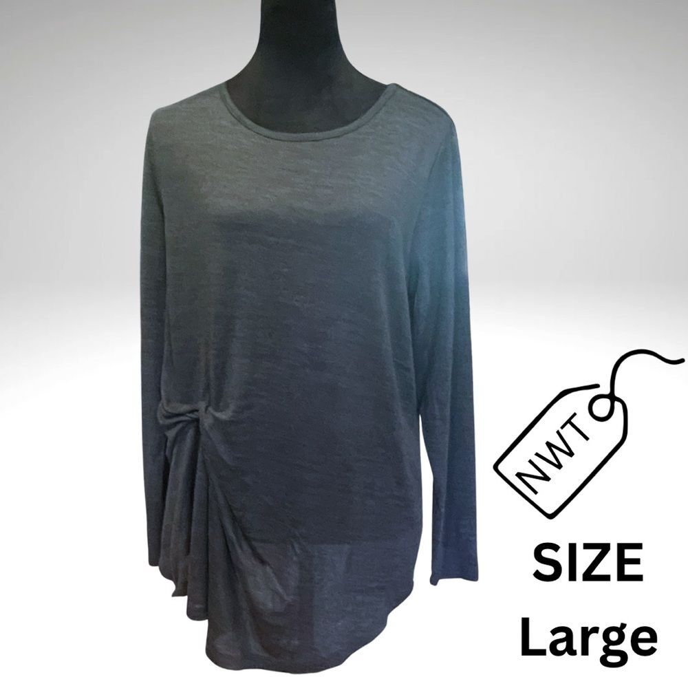 DG2 by Diane Gilman Charcoal Long Sleeve Top, Size Large